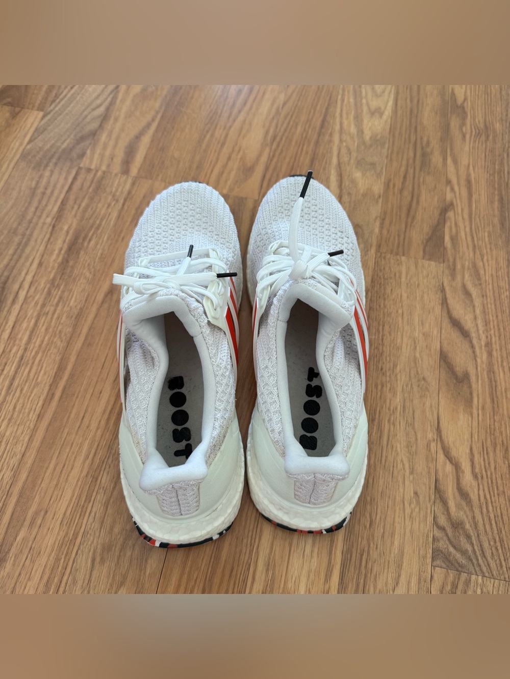Adidas UltraBoost 4.0 Red Stripes White Running Shoes Marble Print Outsoles 10 - Picture 4 of 11